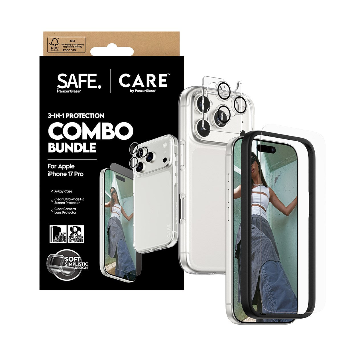 SAFE. | CARE by PanzerGlass® 3-in-1 Combo Pakke iPhone 17 Pro